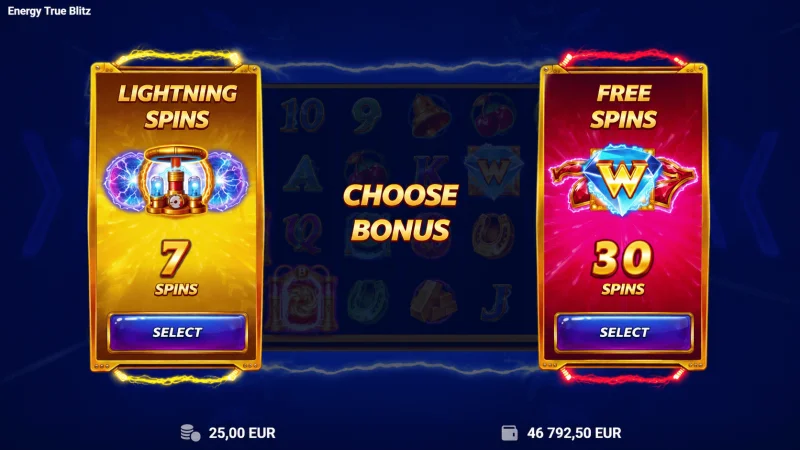 Energy True Blitz - valg af Lightning Spins variant